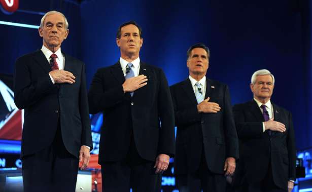 GOP candidates at Arizona debate- Feb 22, 2012